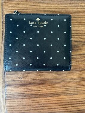kate spade Black with White Polka Dot Zip Wallet